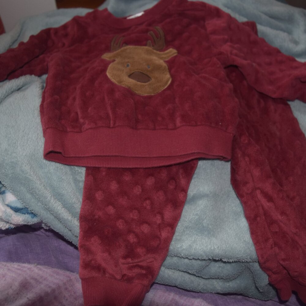 Baby starters 2 PC Minky Plush Reindeer Pant Set 12 months